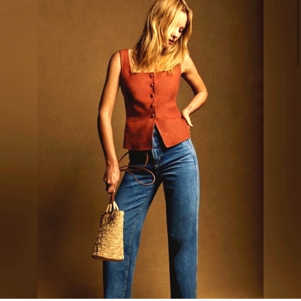 Sezane Rust Button-Up Blouse